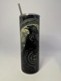 20 oz Norse Raven Stainless Steel Tumbler with Lid, Straw