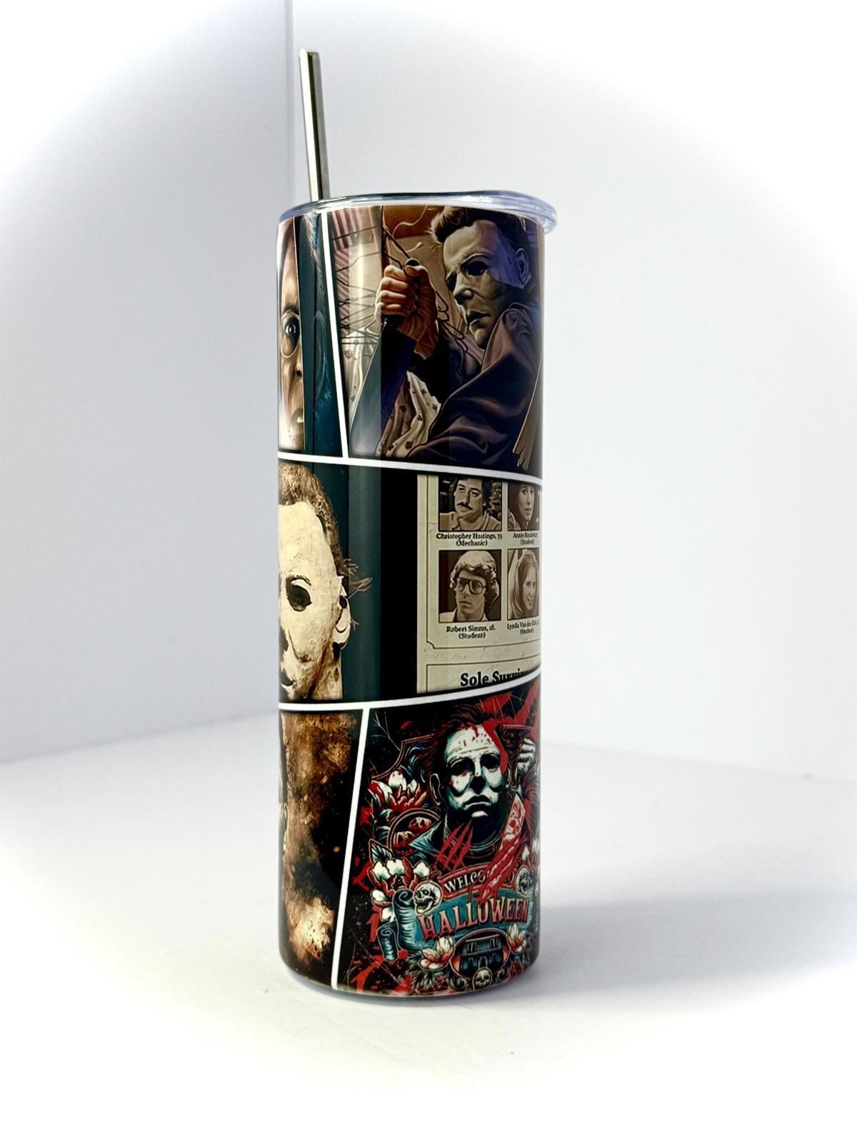 20 oz Michael Myers Stainless Steel Tumbler with Lid, Straw