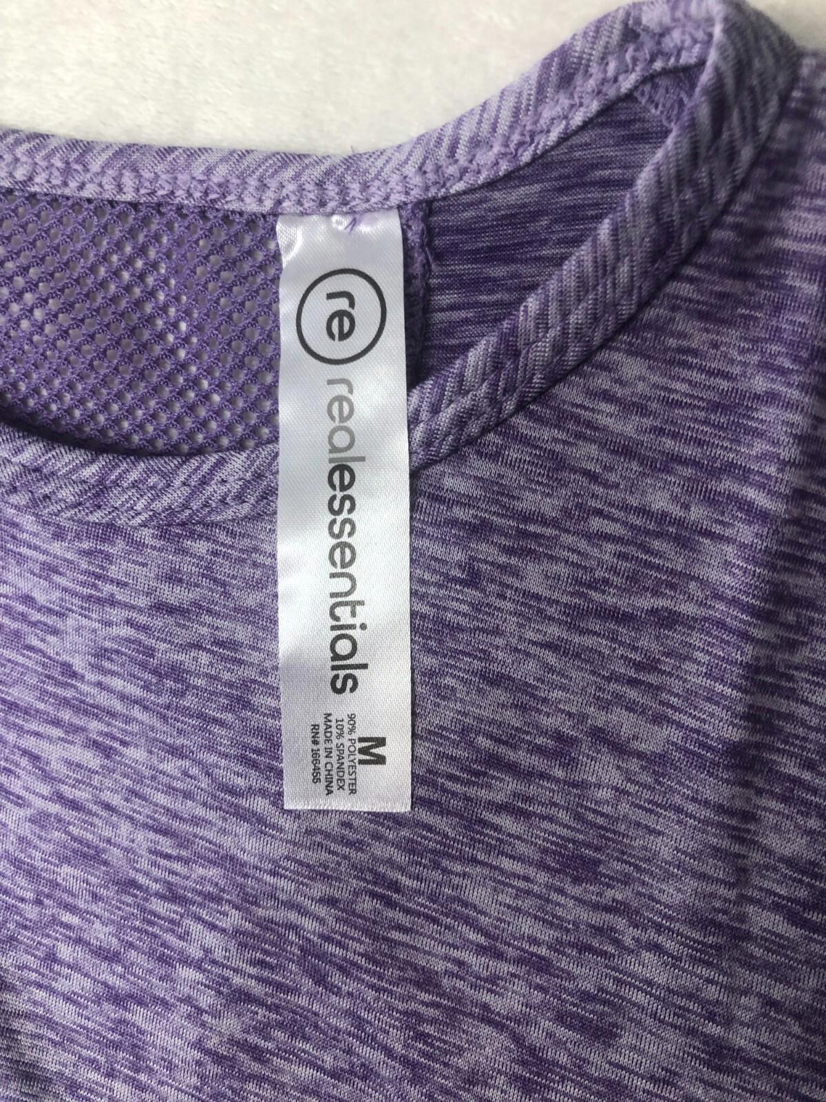 Real Essentials dry fit long sleeve active womens shirt Purple size M