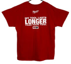 Milwaukee Tool Mens Sz XL Red Graphic T-Shirt My Tool Lasts Longer