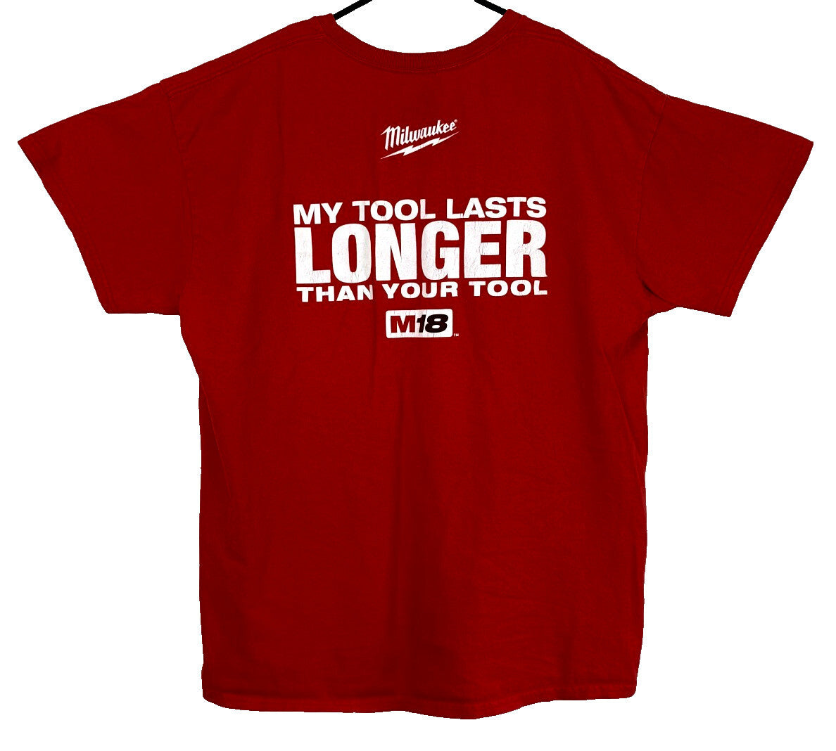 Milwaukee Tool Mens Sz XL Red Graphic T-Shirt My Tool Lasts Longer