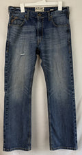 Ariat Mens Blue Jeans Straight Leg Fit Denim M5 34/32 Pants Distressed Cowboy