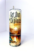 20 oz Get Out and Explore Stainless Steel Tumbler with Lid, Straw