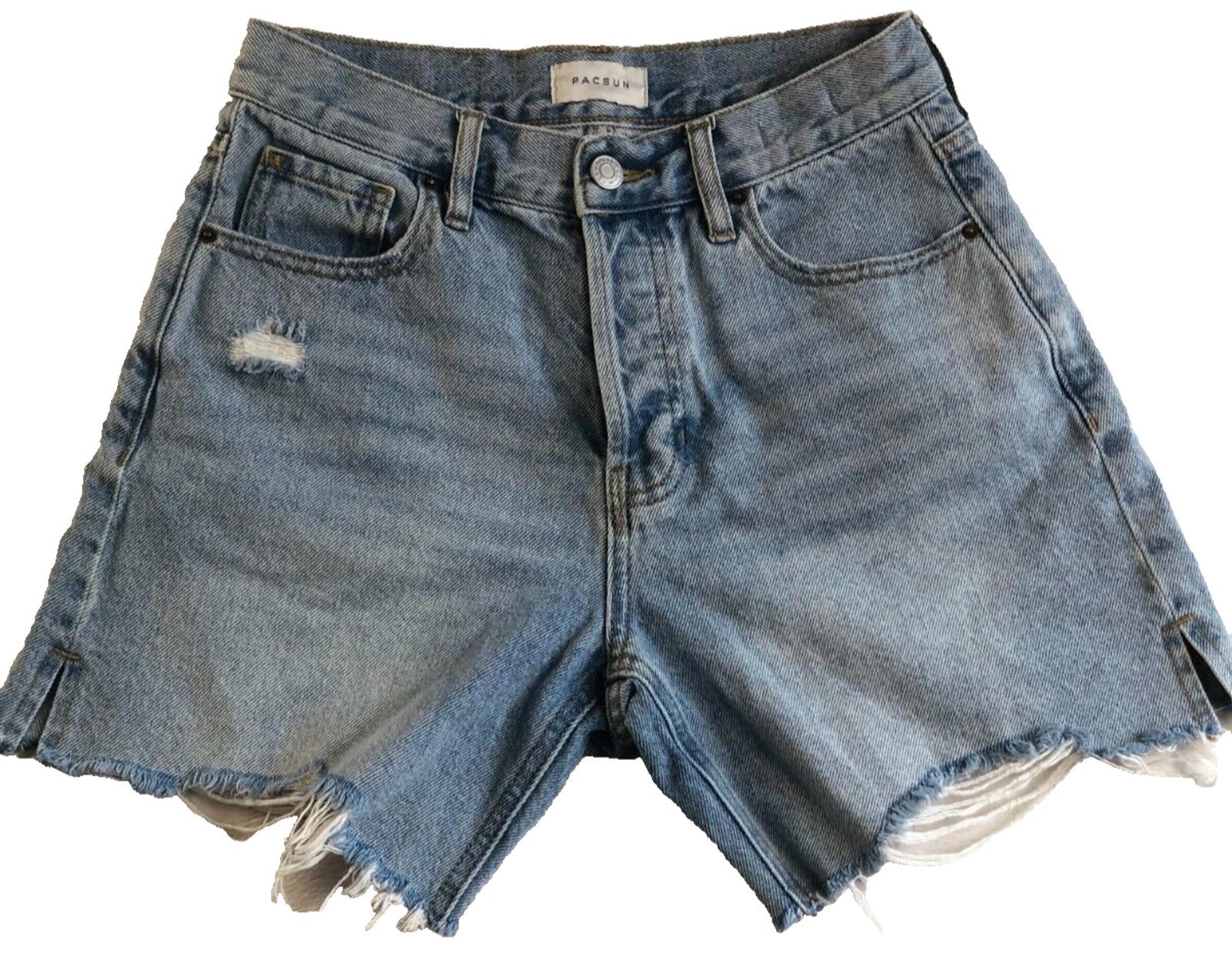 PacSun Shorts Womens 24 Vintage High Rise Cut-Off Blue Jean Distressed Denim