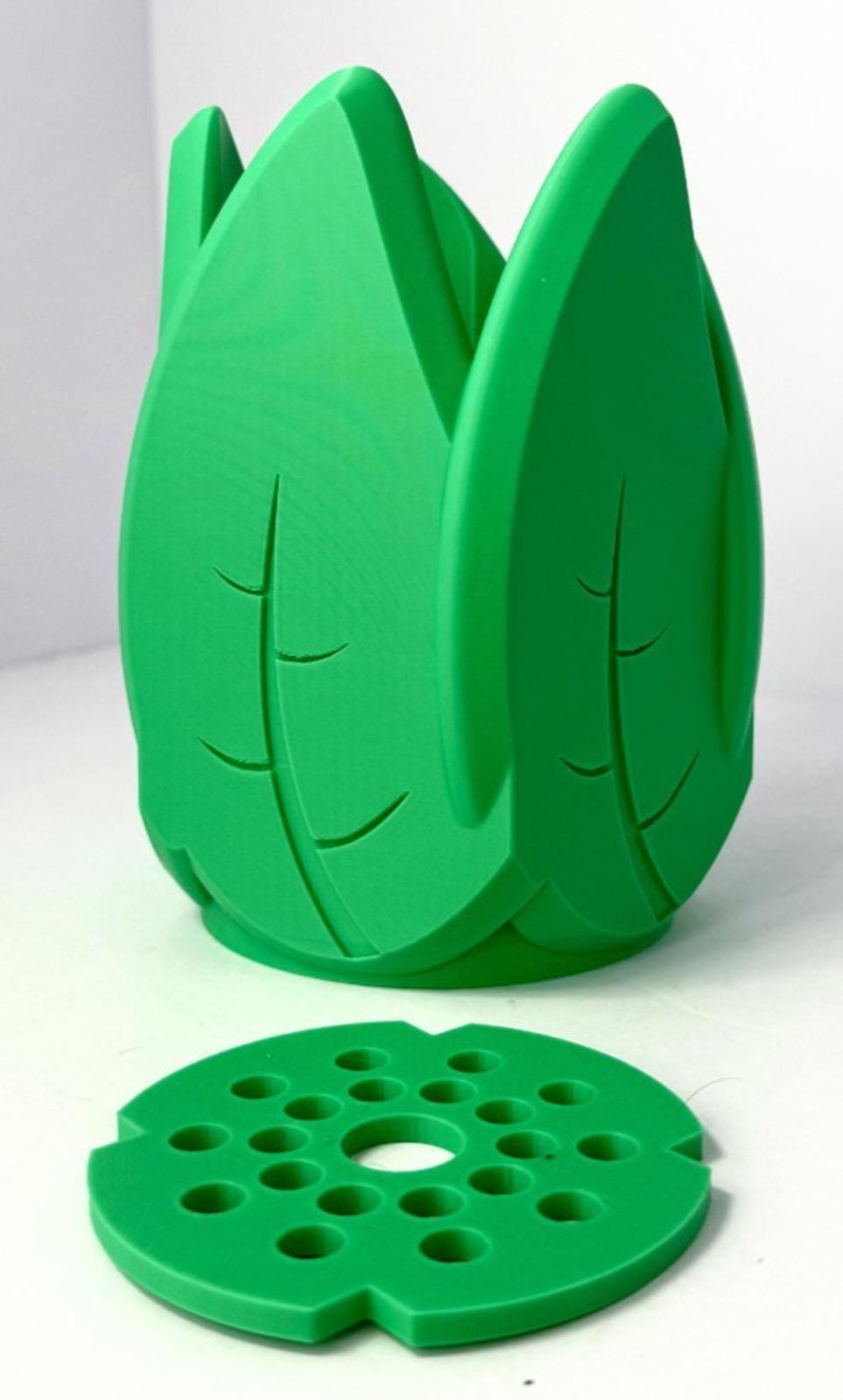 Leaf Flower Pot 3D Printed PLA Gardening House Plant Green