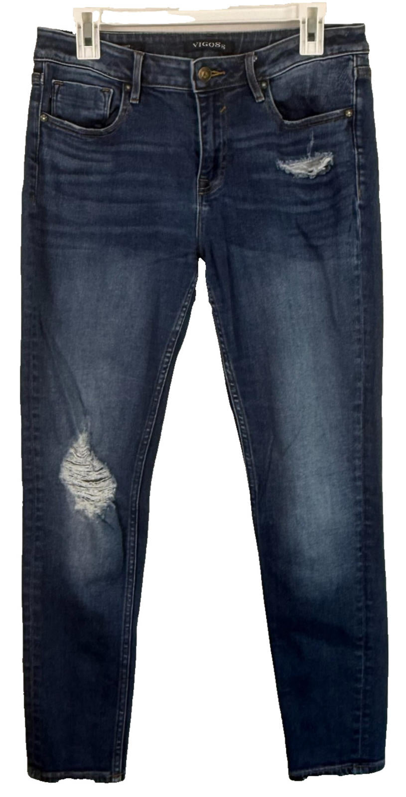Vigoss Jeans Womens 30x28 Blue The Jagger Skinny Distress Dark Wash Denim
