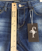 ☆ Flamingo Women's Low-Rise Bootcut Denim Jeans Size Small Blue Raw Hem