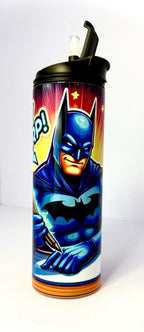 20 oz Batman back to school Stainless Steel Tumbler w/ Twist on Lid, Straw Kids
