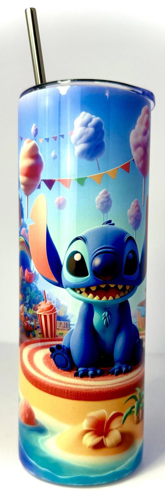20 oz Stitch Stainless Steel Tumbler with Lid, Straw