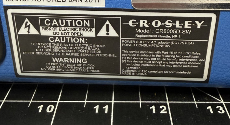STAR WARS Crosley Turntable Record Player Bluetooth CR8005D-SW - Tested