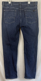 7 For All Mankind Mens 38x32 Slimmy Jeans Medium Wash Whiskered Stretch Denim