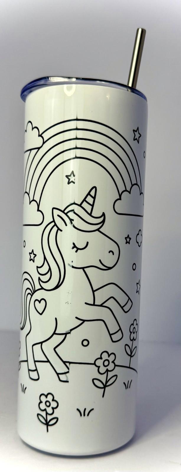 20 oz Color Me Unicorn Stainless Steel Tumbler with Lid, Straw