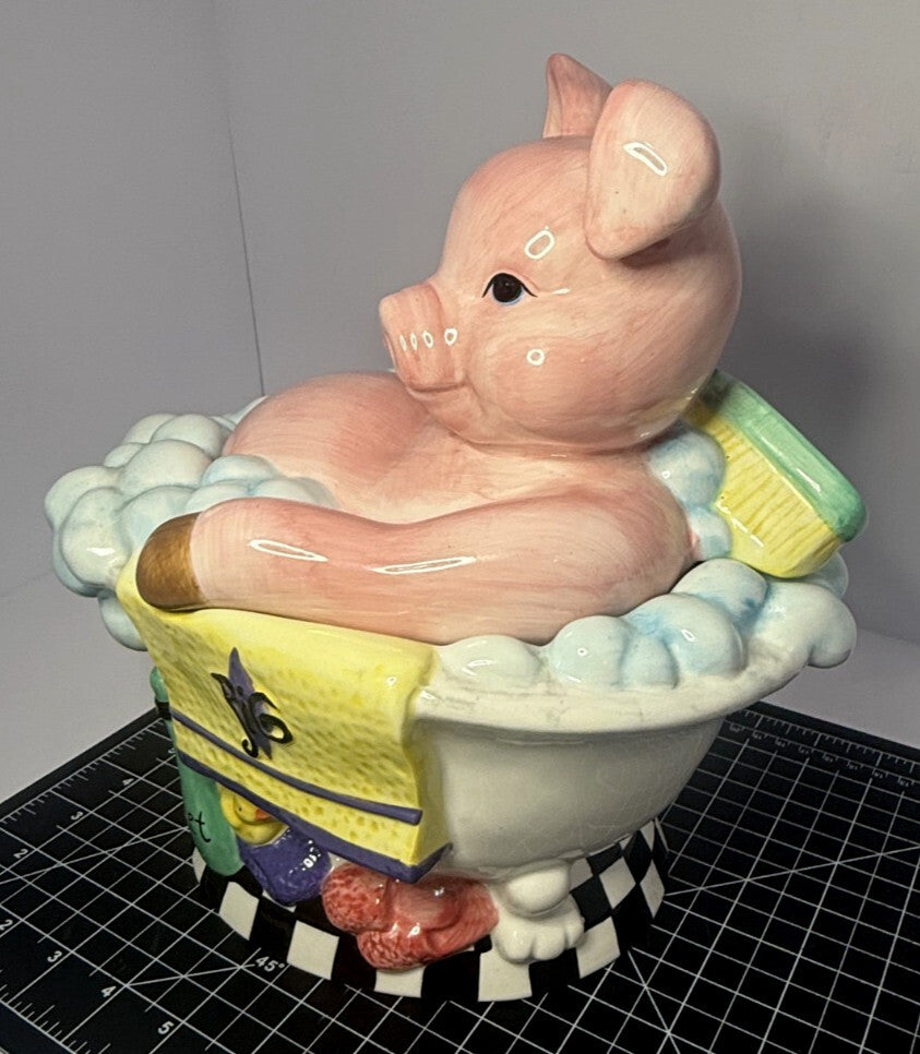 Pig In A Bubble Bath Cookie Jar