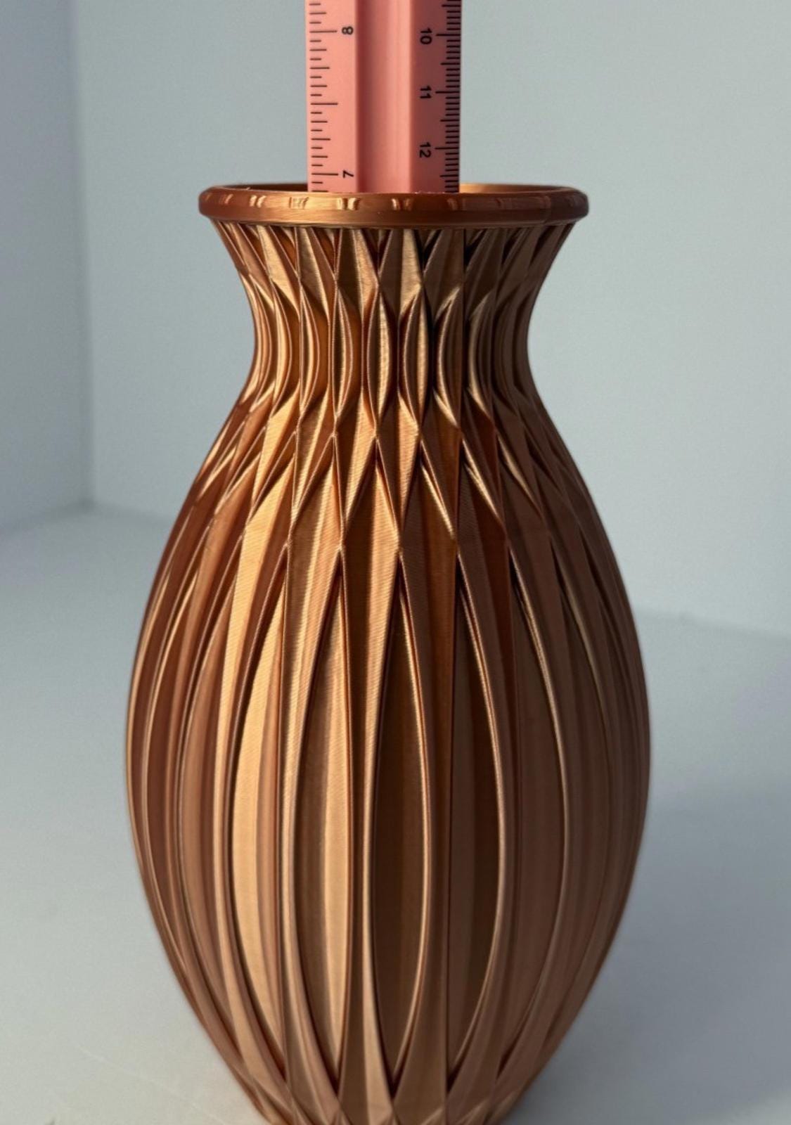 Light Copper Vase - 3D Printed in PLA Plastic - 7 inches Tall