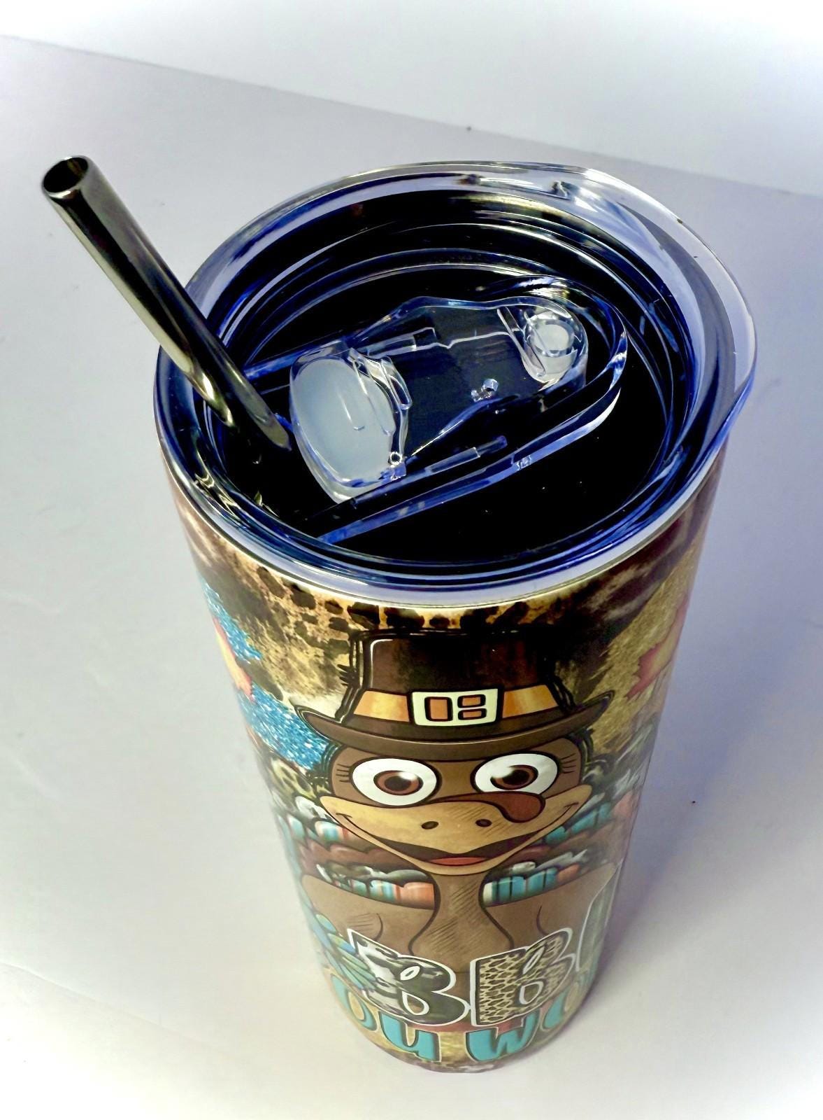 20 oz Gobble Til you Wobble Stainless Steel Tumbler with Lid, Straw