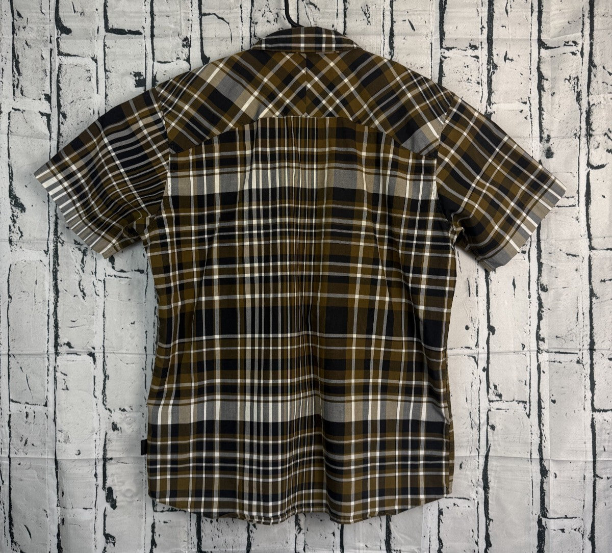 Patagonia Mens Large Organic Cotton Plaid Short Sleeve Button Down Shirt Brown
