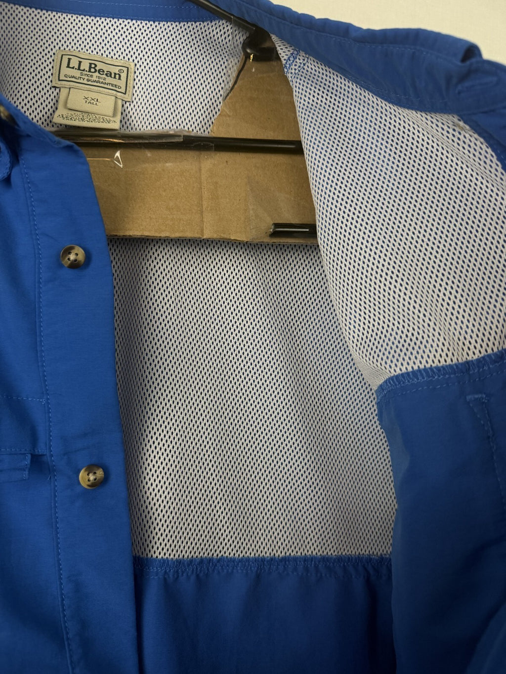 LL BEAN Shirt Mens 2xl XXL Tall Vented Long Sleeve Fishing Hiking Blue