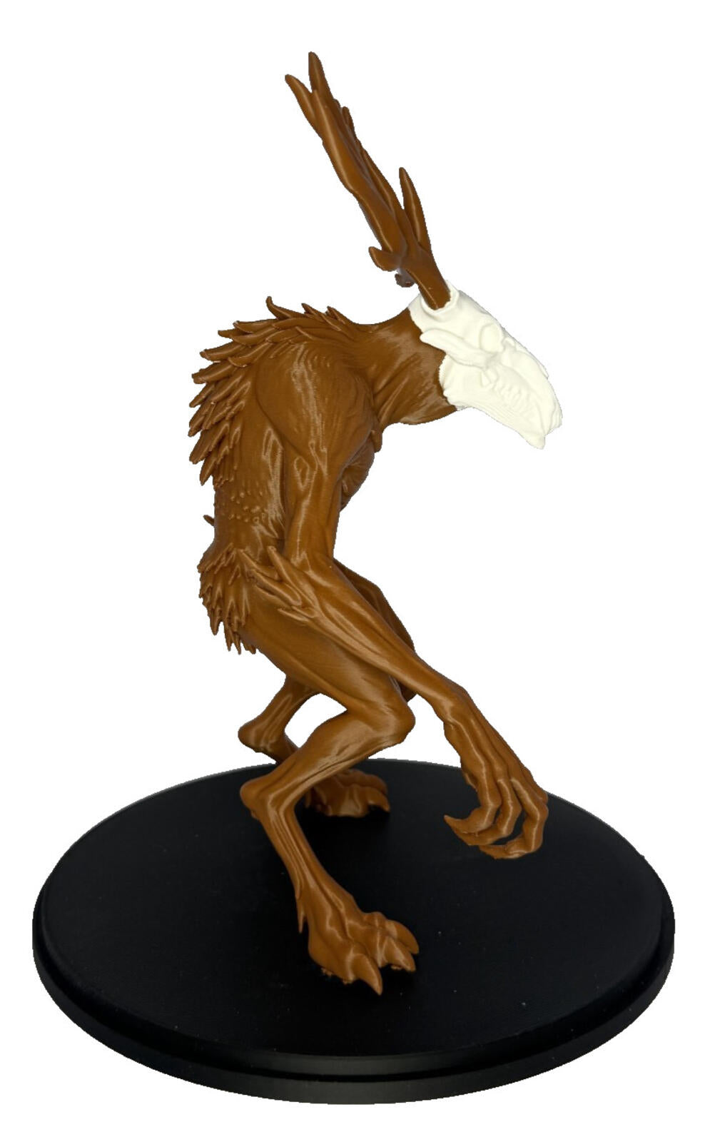 3D Printed Wendigo - 9 in - Brown and White PLA - with base