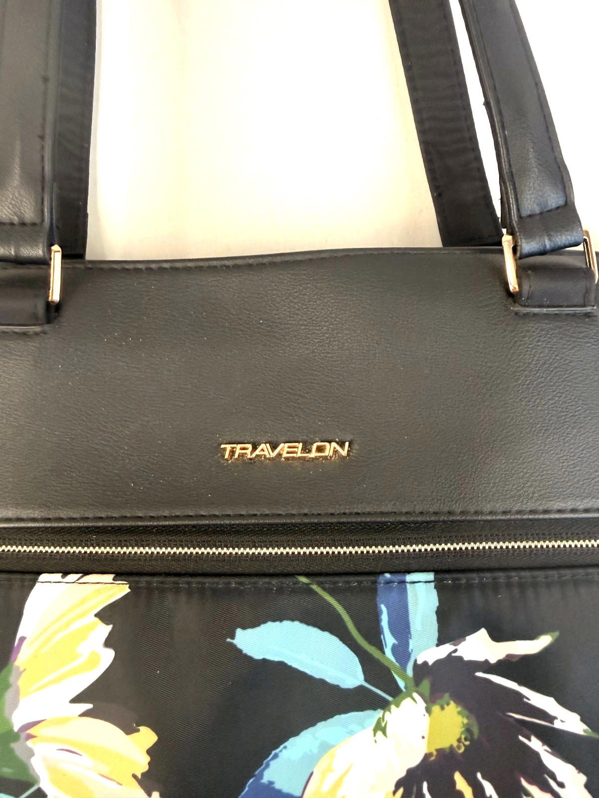 Travelon Anti Theft Addison Tote Bag Midnight Floral Travel 13x11x4  Black