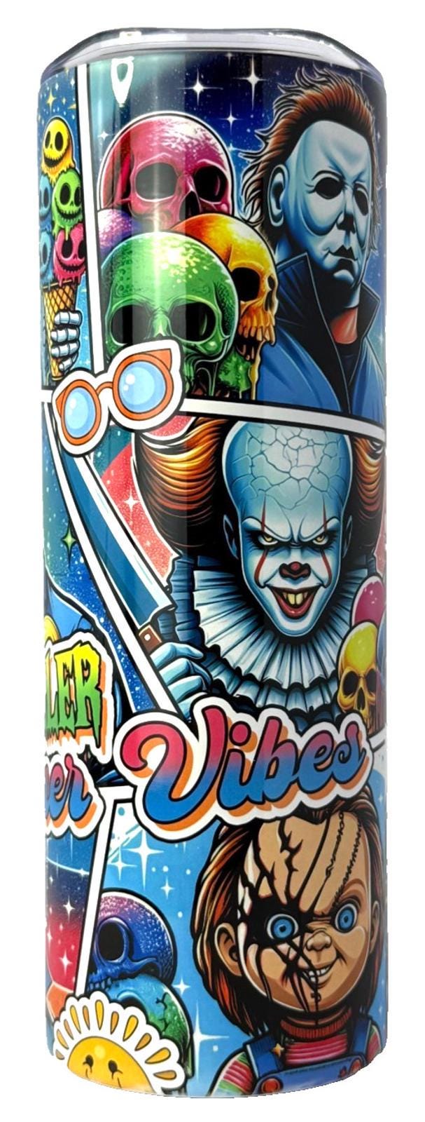 20 oz Killer Summer Vibes Stainless Steel Tumbler with Lid,Straw,CleaningBrush
