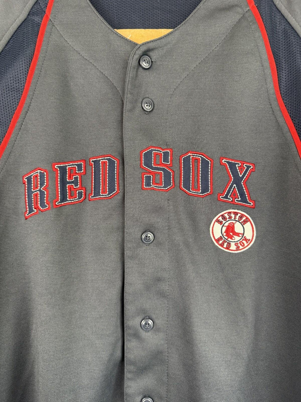 Boston Red Sox Jersey Mens Sz Large Gray MLB Baseball Shirt True Fan Series