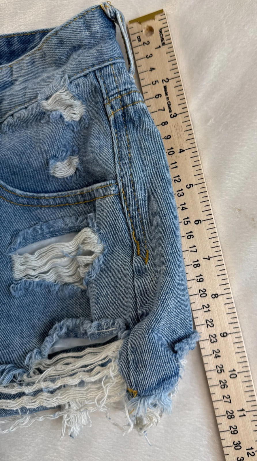 Shein Womens Size 26 Distressed Denim Jean Shorts Mid Rise