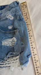 Shein Womens Size 26 Distressed Denim Jean Shorts Mid Rise