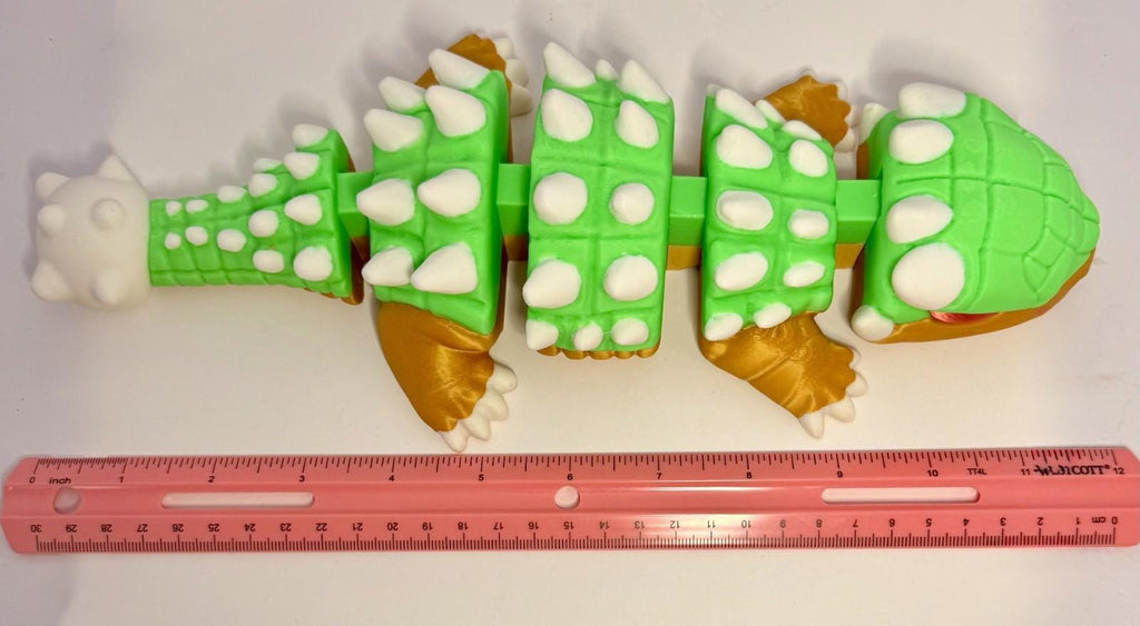 Large 3D Printed Articulated Ankylosaurus – Flexible Toy Figurine - 12 Inches