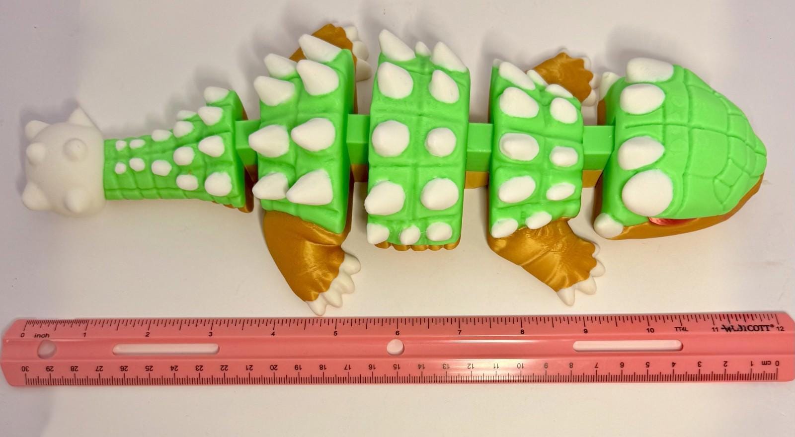 Large 3D Printed Articulated Ankylosaurus – Flexible Toy Figurine - 12 Inches