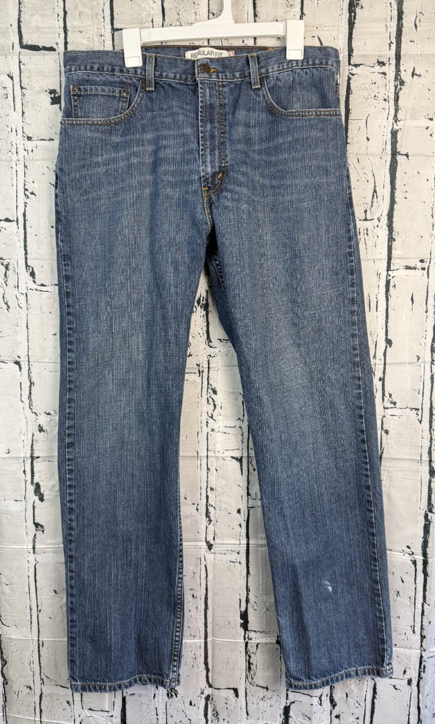Levis 505 Regular Fit Straight Leg Blue Denim Jeans Mens 38x34 Medium Wash