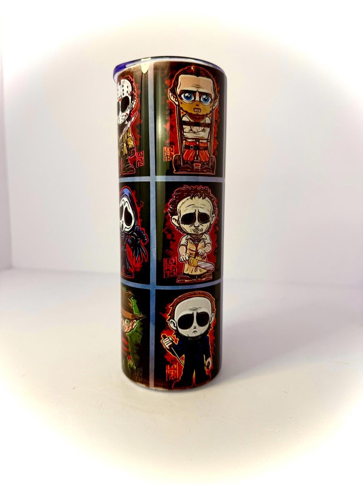 20 oz Horror Stars Stainless Steel Tumbler with Lid, Straw Halloween