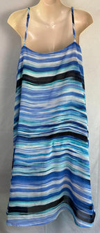 By The Sea Womens Dress Size XL 2-layer a-line blue stripped lightweight