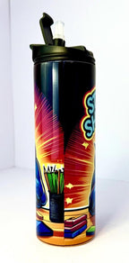 20 oz Batman back to school Stainless Steel Tumbler w/ Twist on Lid, Straw Kids