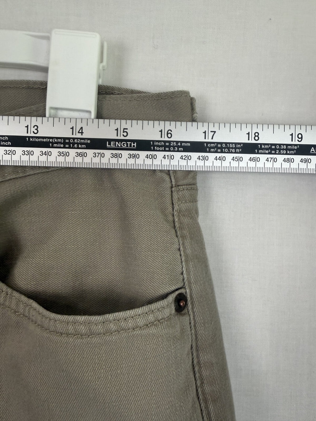 Levis 505 Mens 33 x 30 Jeans Regular Fit Straight Leg Tan White Tab