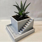 Self Watering Planter with Stairs Stone Look 3D Printed PLA