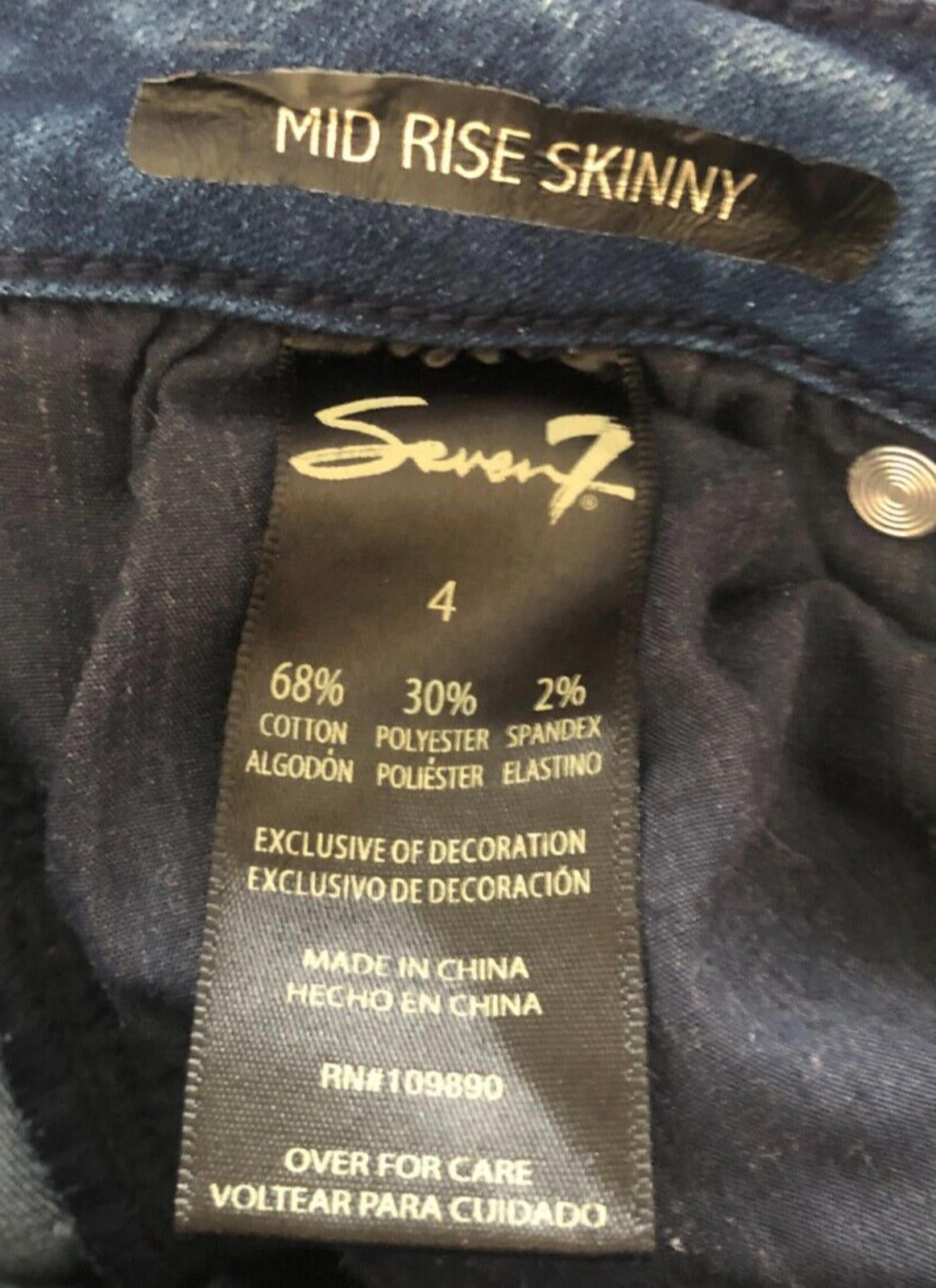 Seven7 Womens Size 4 Medium Wash Mid Rise Skinny Jeans / darker blue side stripe