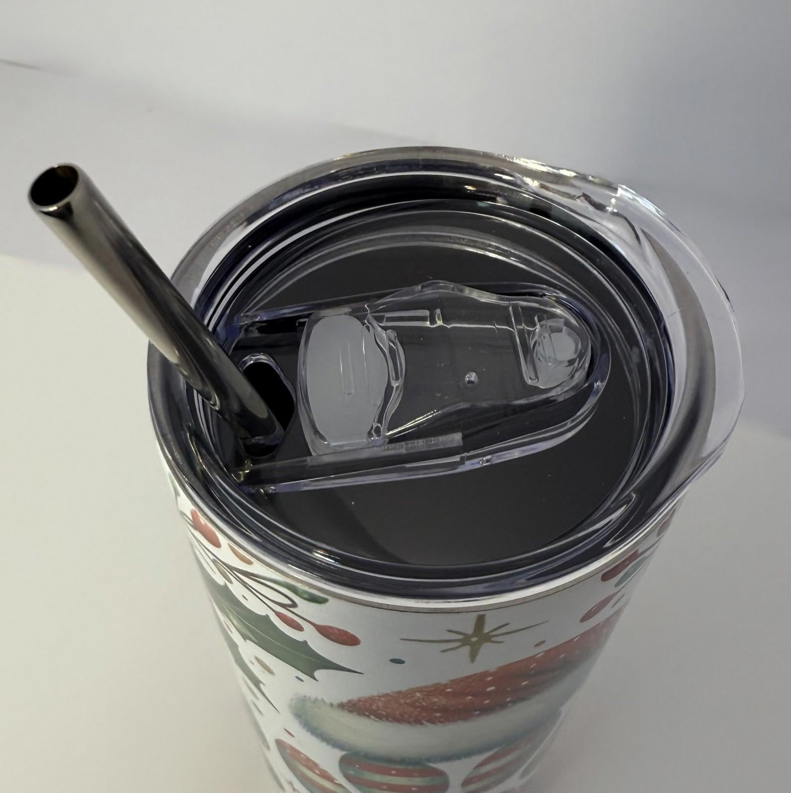 20 oz Christmas Dog Mom Stainless Steel Tumbler with Lid, Straw