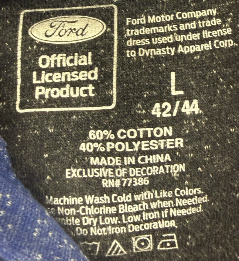 Ford Mustang Hoodie Mens Large Official Lic. - Muscle Car - Blue and Gray