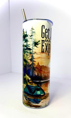 20 oz Get Out and Explore Stainless Steel Tumbler with Lid, Straw