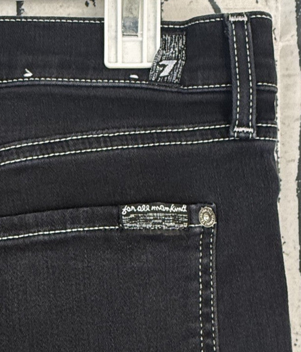 7 For All Mankind Black Contrast Stitch Straight Leg Jeans Women's Size 29