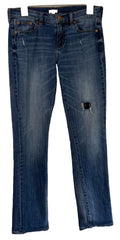 J. Crew Womens Size 26 Skinny Blue Jeans Cotton Blend Stretch Distressed