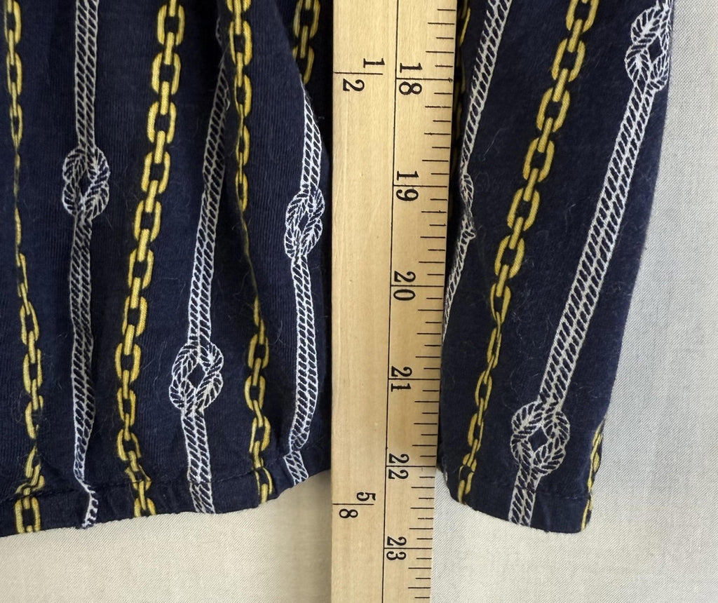 Michael Kors Nautical Blouse Top Womens Size Large Rope And Chain Blue & Gold