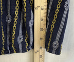 Michael Kors Nautical Blouse Top Womens Size Large Rope And Chain Blue & Gold
