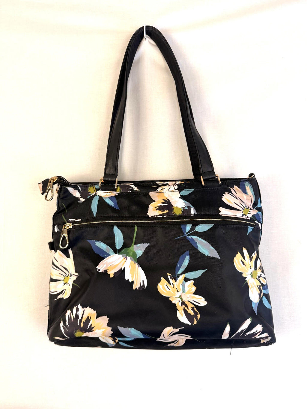 Travelon Anti Theft Addison Tote Bag Midnight Floral Travel 13x11x4  Black