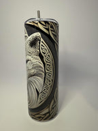 20 oz White Wolf Stainless Steel Tumbler with Lid, Straw