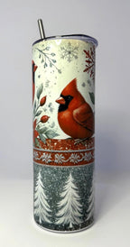 20 oz Cardinal Stainless Steel Tumbler with Lid, Straw