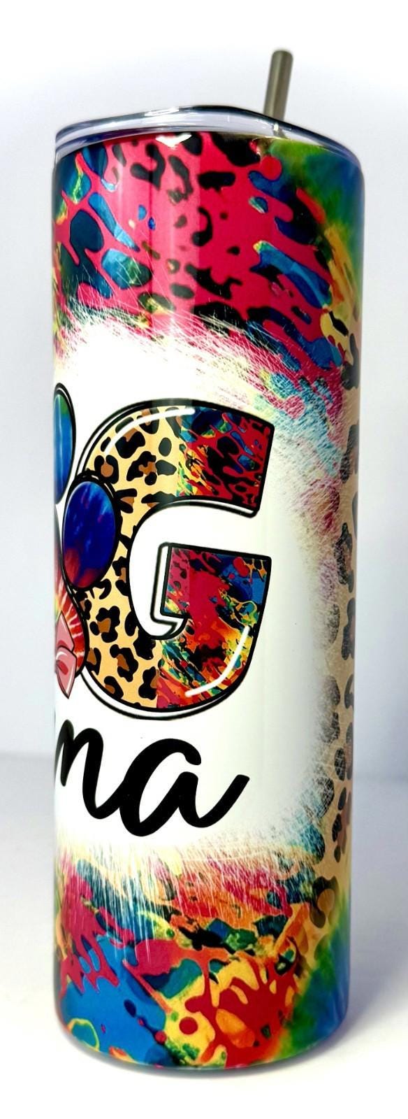 20 oz Dog Mama Stainless Steel Tumbler with Lid, Straw