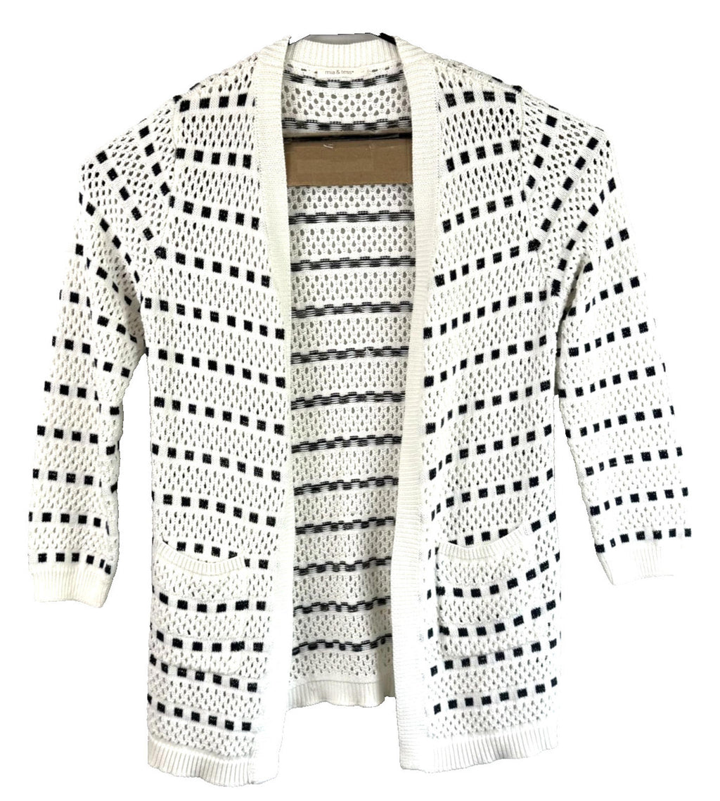 Mia and Tess Womens Cardigan Size L White and Blue