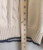 Eddie Bauer Sweater Mens XL Cream Cable Knit Quarter Button Mock Neck Pullover