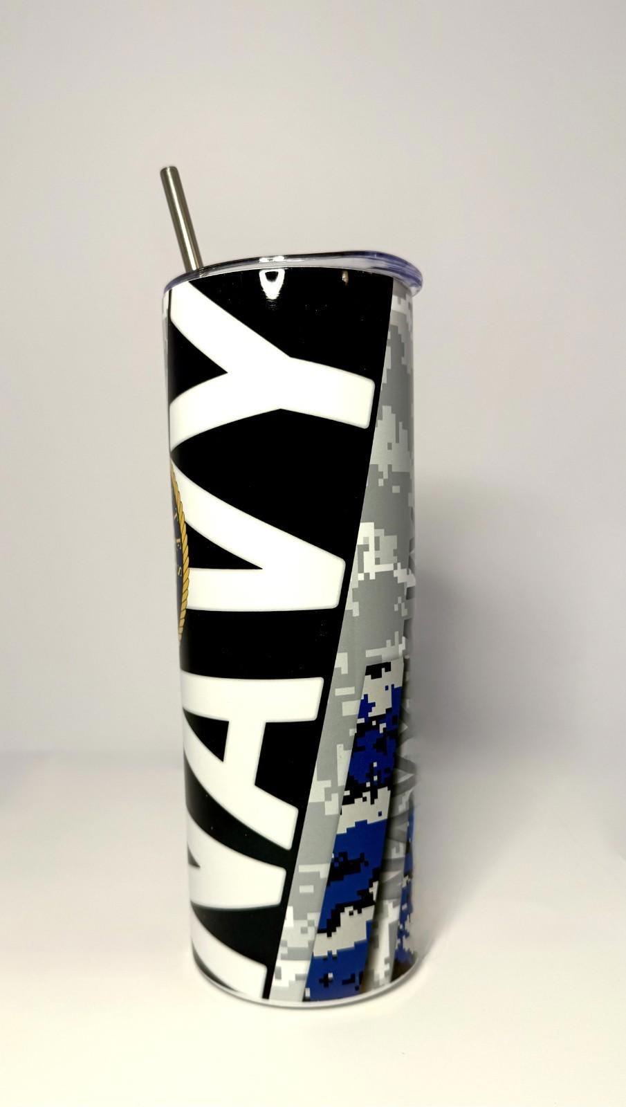 20 oz Navy Stainless Steel Tumbler with Lid, Straw